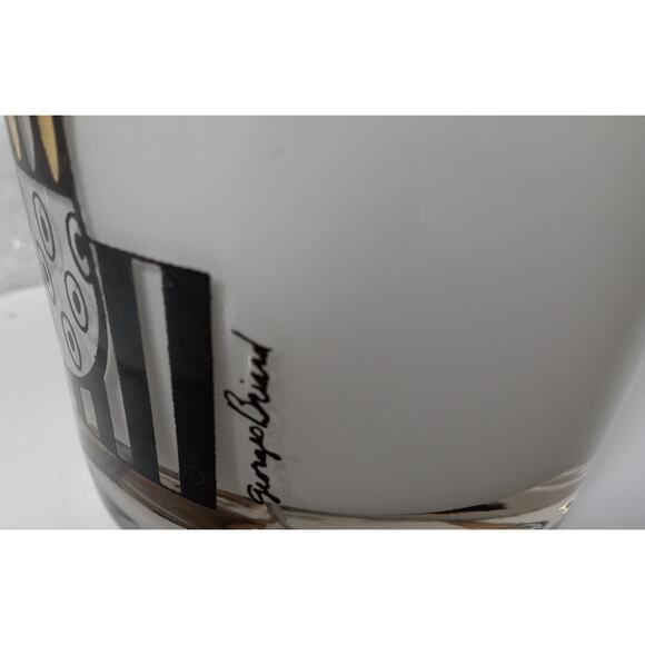 One Vtg MCM Georges Briard Fruit Black Gold Frosted Rocks Old Fashioned Lowball - Picture 10 of 10